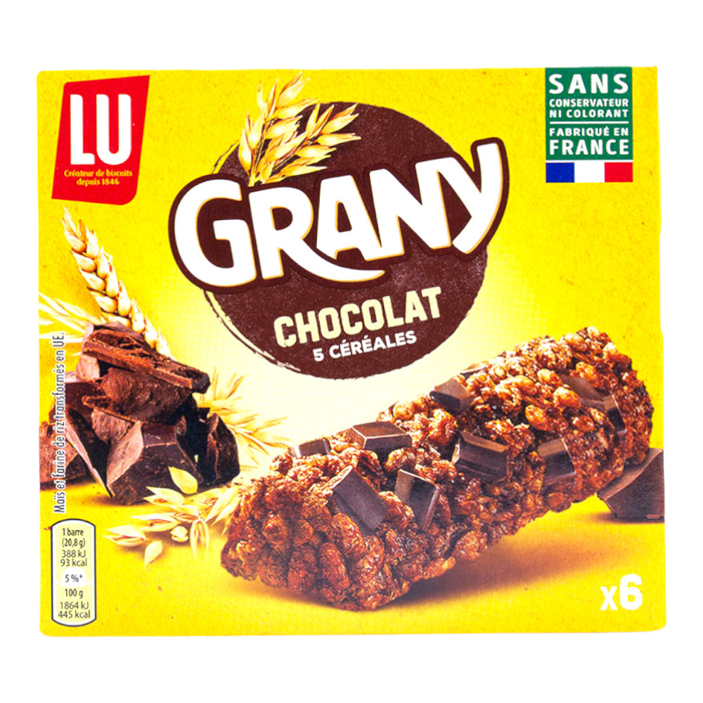 Barres de céréales au chocolat Grany Lu, 125g